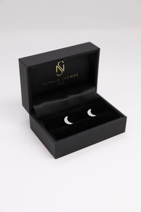 Aros luna en platino y diamantes