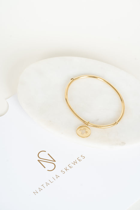 Esclava con cruz en oro amarillo 18K