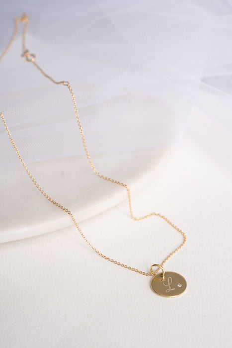 Presente - Cadena y Disco oro amarillo 18K con diamante