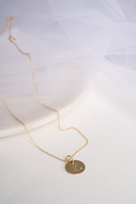 Presente - Cadena y Disco oro amarillo 18K con diamante