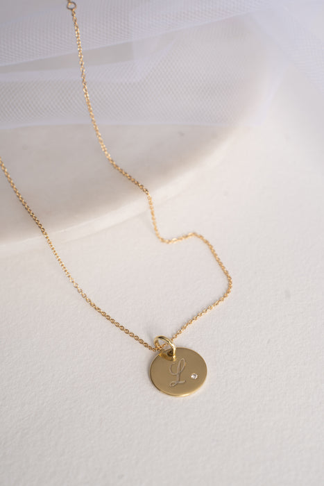 Presente - Cadena y Disco oro amarillo 18K con diamante