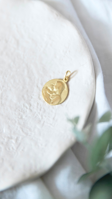 Sagrada - Medalla Virgen de María oro amarillo 18K - 20 mm