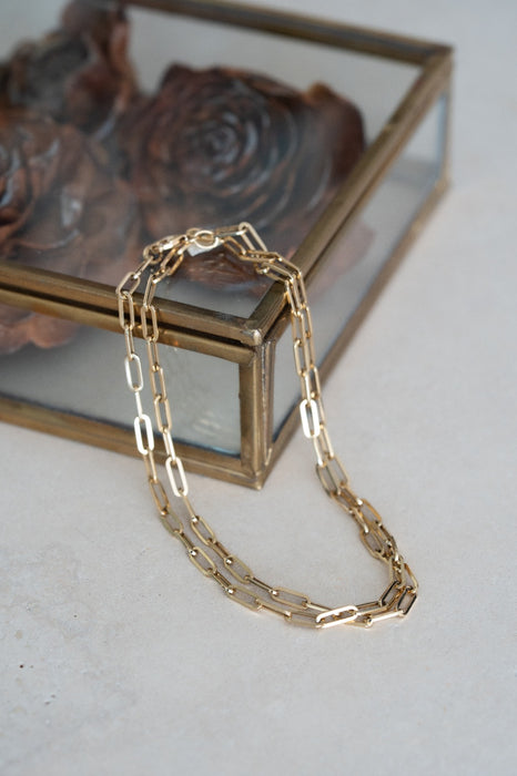 Paperclip I - Collar eslabones clip en oro amarillo 18k