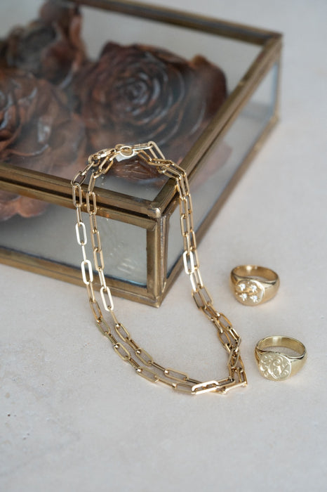 Paperclip I - Collar eslabones clip en oro amarillo 18k