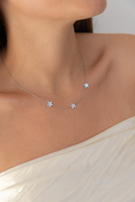 CADENA CON ESTRELLAS EN PLATINO Y DIAMANTES